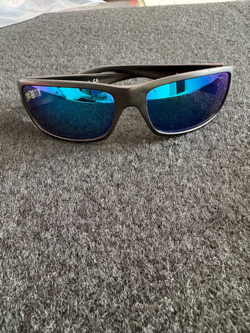 Ray-Ban RB4057 Black Wrap Sunglasses Blue Lens Unisex Italy